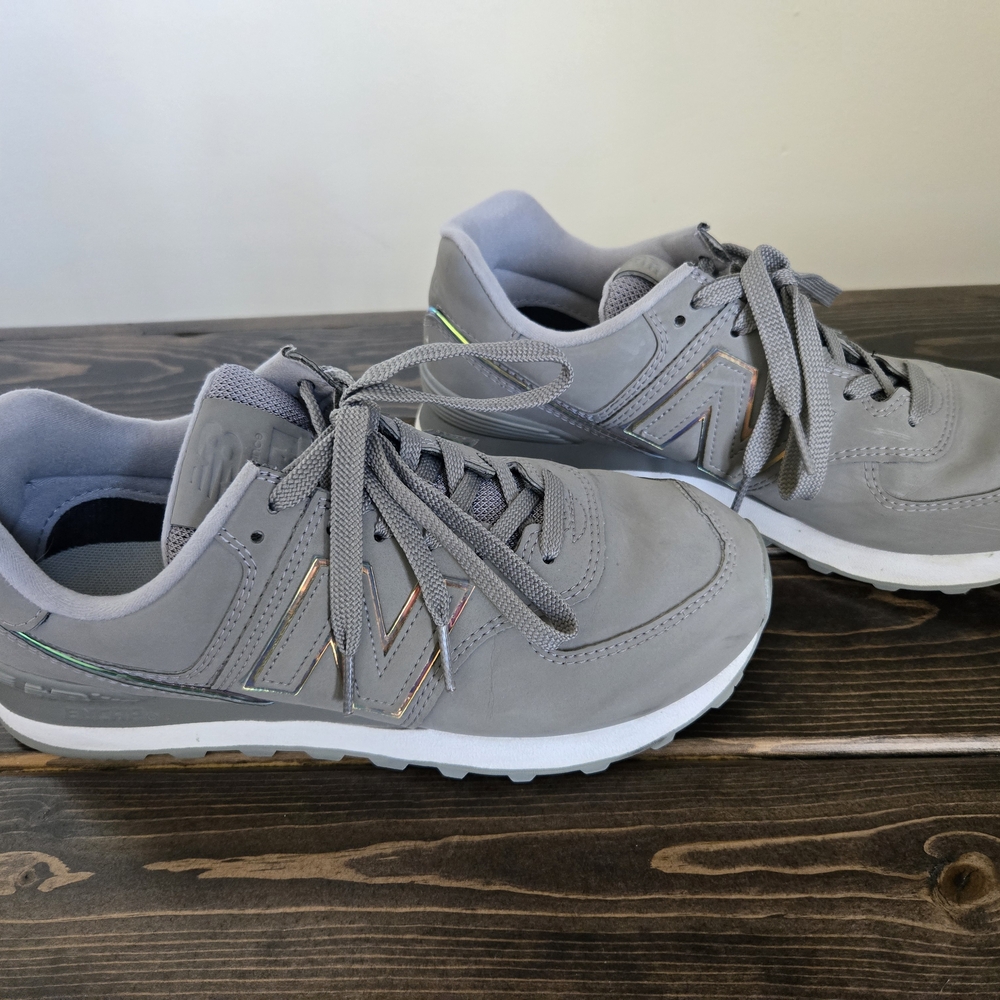 New Balance Grey Sneakers with Iridescent Accents